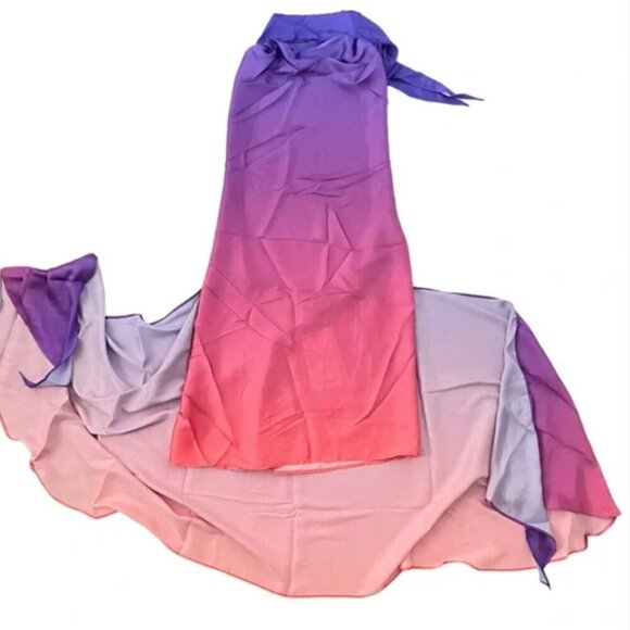 NEW BAOBAB x REVOLVE Providencia Dress Sunset Ombre draped high neck Satin party - Picture 7 of 11